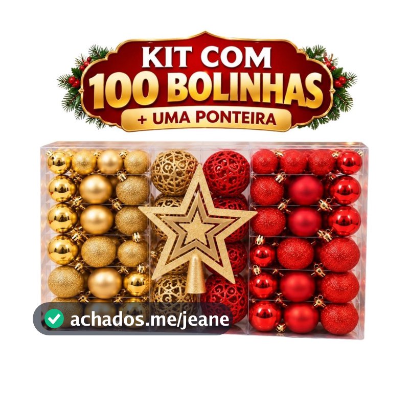 KIT BOLINHA NATAL COMPLETO COM 101 ITENS DOURADA VERMELHA ÁRVORE NATALINA DECORAÇÃO PONTEIRA GRANDE