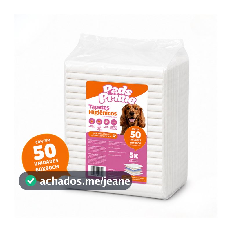Tapete Higiênico para Cães 80x60cm 50 ou 100 Unidades Pads Prime