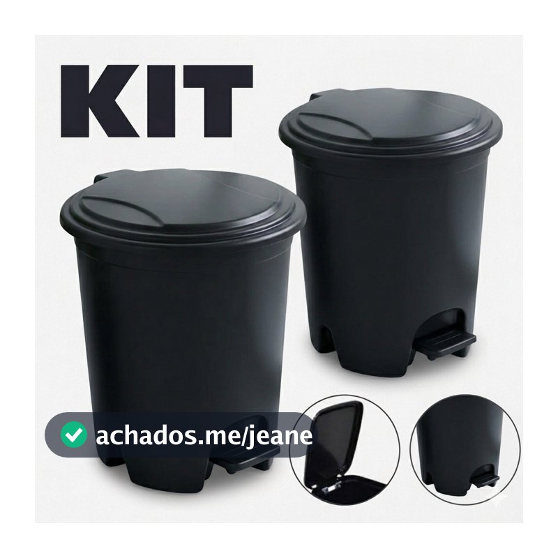 Kit 2 Lixeira Banheiro Pedal 7 Litros Plástico Escritório Lixeira Banheiro Escritório