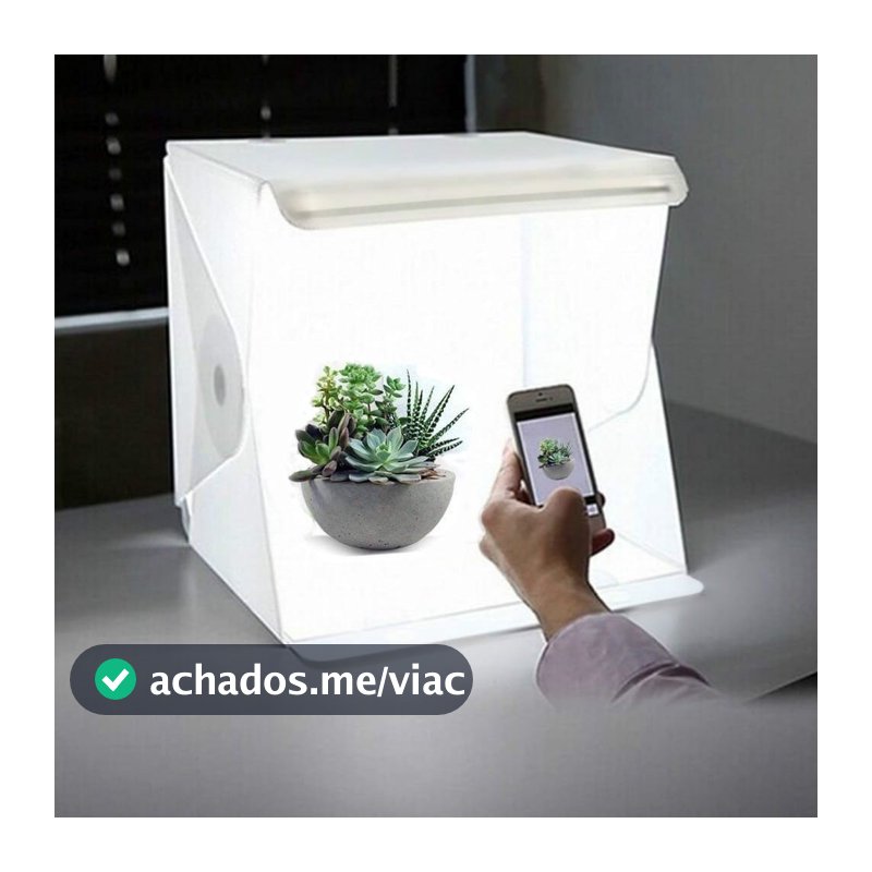 Mini Estúdio Fotográfico Portátil 20x20cm com Luz LED USB – Fotos Profissionais Onde Você Estiver