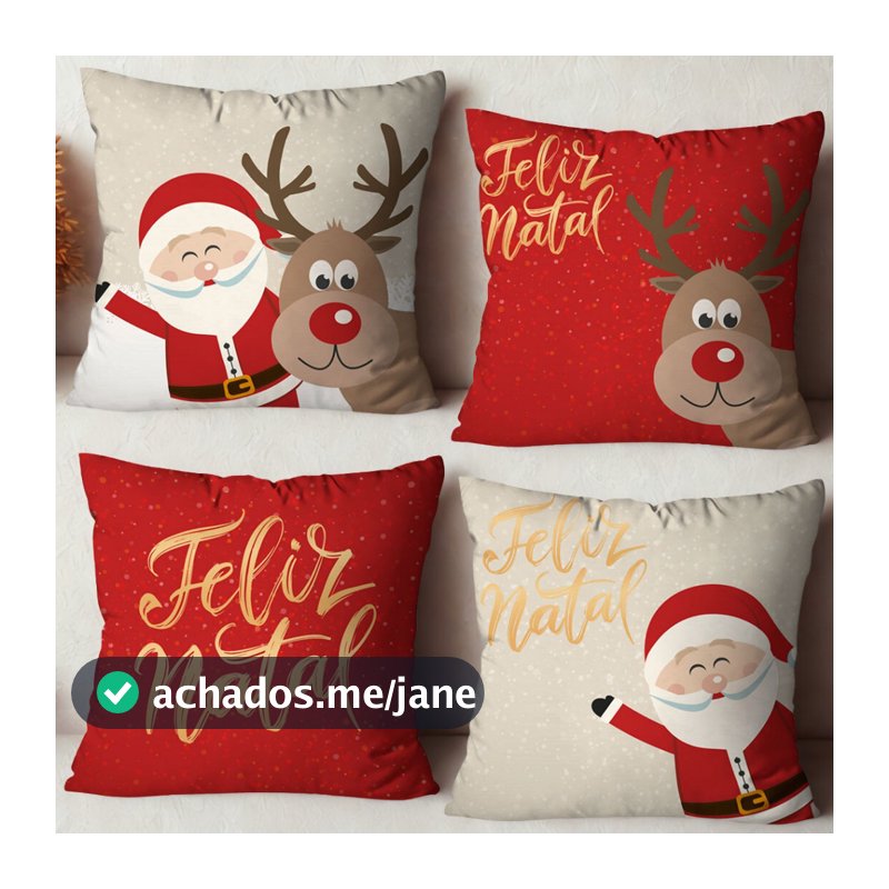 Kit 4 Capas para Almofadas Natalinas 45x45 | Linda Decor | Decoração de Natal Sala Sofá Diversos