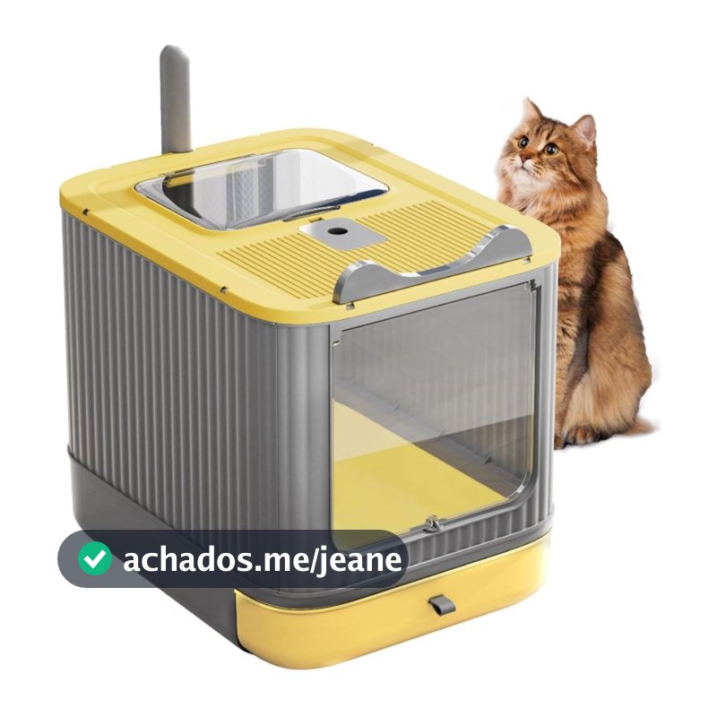Caixa de Areia para Gatos Primebox Fechada Banheiro com Entrada Superior Pazinha e Bandeja Removível