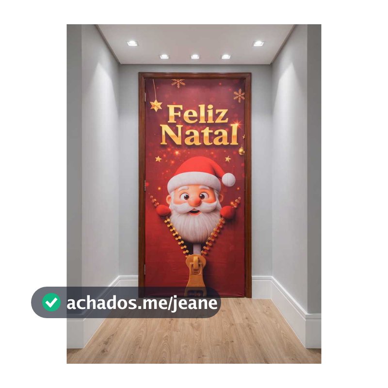 Capa De Porta Natalina Decorativa Veste-Fácil Painel Tecido Sublimado Natal