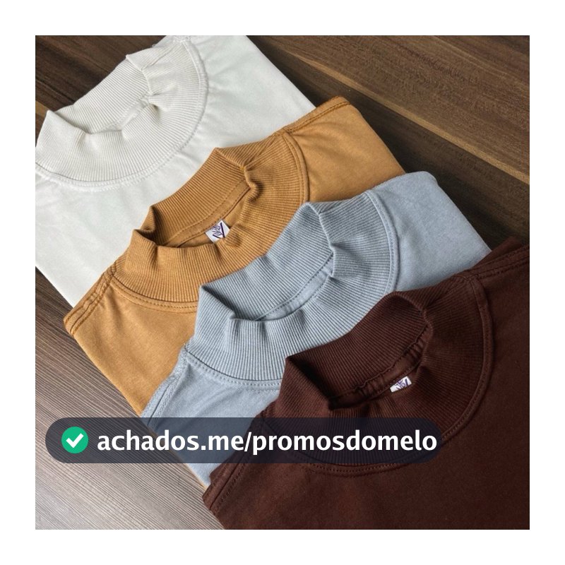 Tshirt Gola Alta Feminina Lisa 100% Algodão Blusa Casual Estilosa