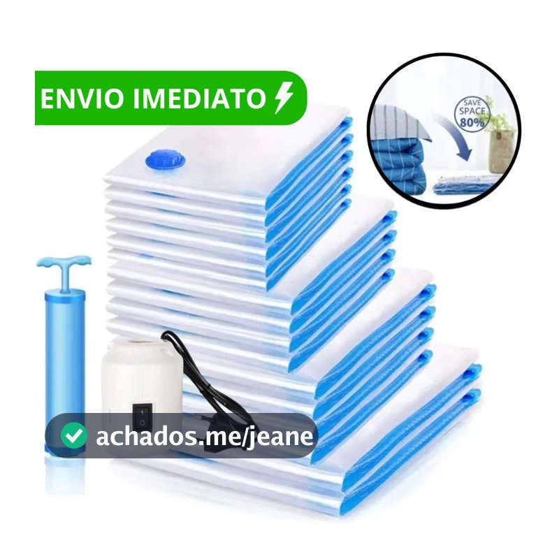 Kit Saco A Vácuo Grande Organizador Edredom Coberto Mala Roupa Viagem De Cama com Bomba Manual Tamanho Grande