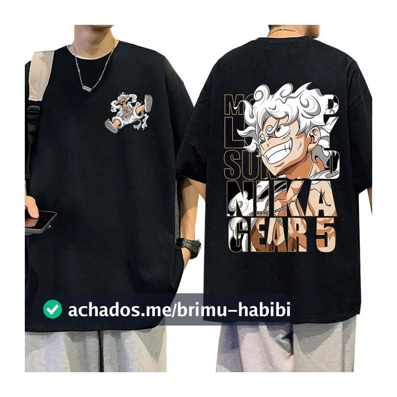 Camiseta Unissex Luffy Anime One Piece Gear 5 Camisa Streetwear 100% Algodão Confortável Estilo Moda Unissex