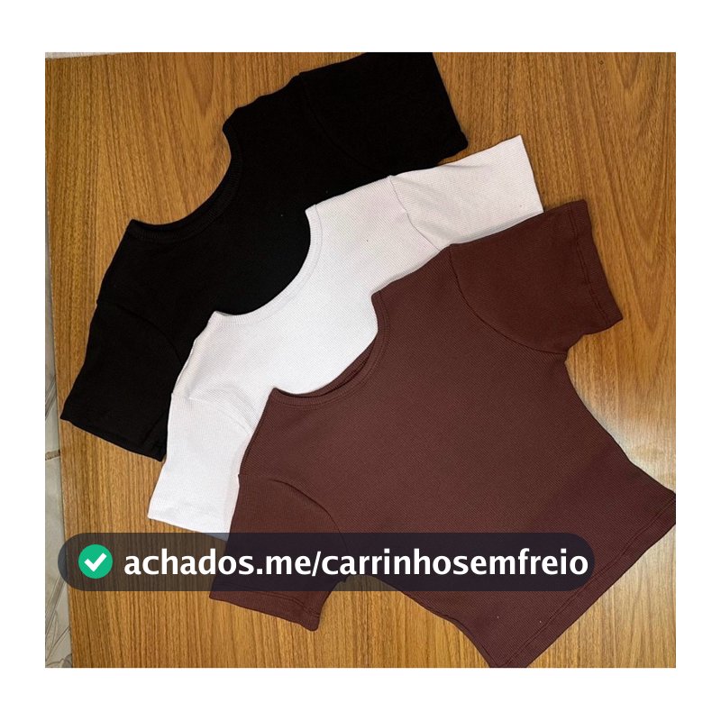 Kit 3 Cropped Manga Curta Canelado Manguinha Gola Redonda Ribana Canelada Algodão Blusinha Curta Camiseta Básica Cores