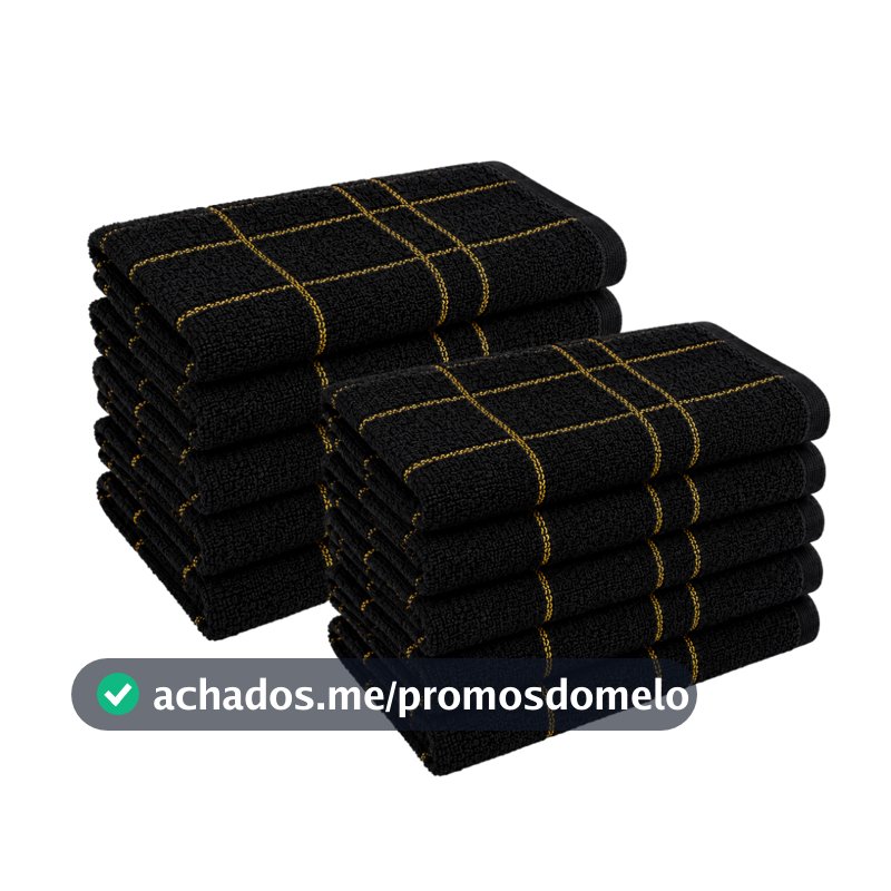 10 Pano de Prato Preto Grande Xadrez Algodão Laune Haus