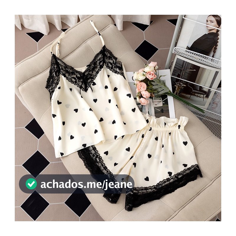 2024 Novo Pijama De Seda Sexy Floral Impressão Noite Feminino De Renda V-Neck Ice