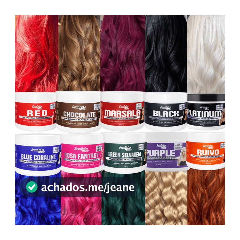 Máscara Tonalizante Matizadora  - Rosa Marsala Vermelho Black Avelã Platinum Sem Amônia Colored 300g