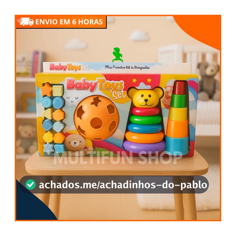 Kit de Brinquedos Educativos para Bebê | Empilhar, Encaixar e Estimular com Formas Coloridas