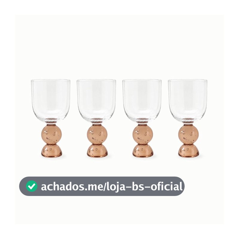Kit com 4 taças bubble glass  âmbar esfera 380 ml