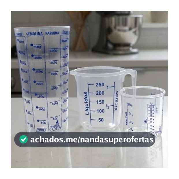Kit 3 Copos Medidores com Bico Dosador 500ml 250ml 100ml Cozinha