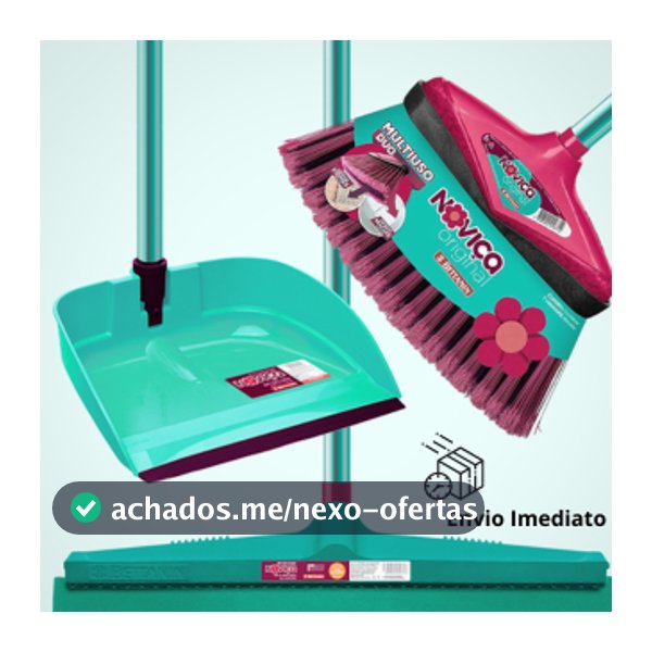 Kit Limpeza Pesada Completo Rodo Vassoura Pá Com Cabo Noviça Bettanin