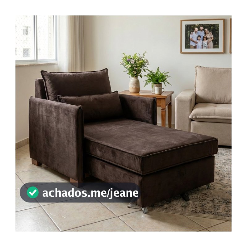 Poltrona Cama Retratil Solteiro 190cm Veludo Multifuncional Moderna Compacta Confortavel Sala Quarto Dormir Leitura Lisa