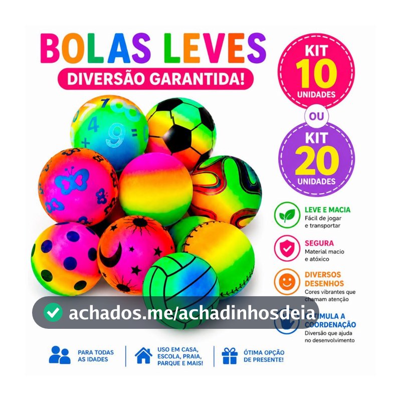 Kit 10/20 Bola de praia leve de vinil 16cm arco-iris infantil - Ideal para criança