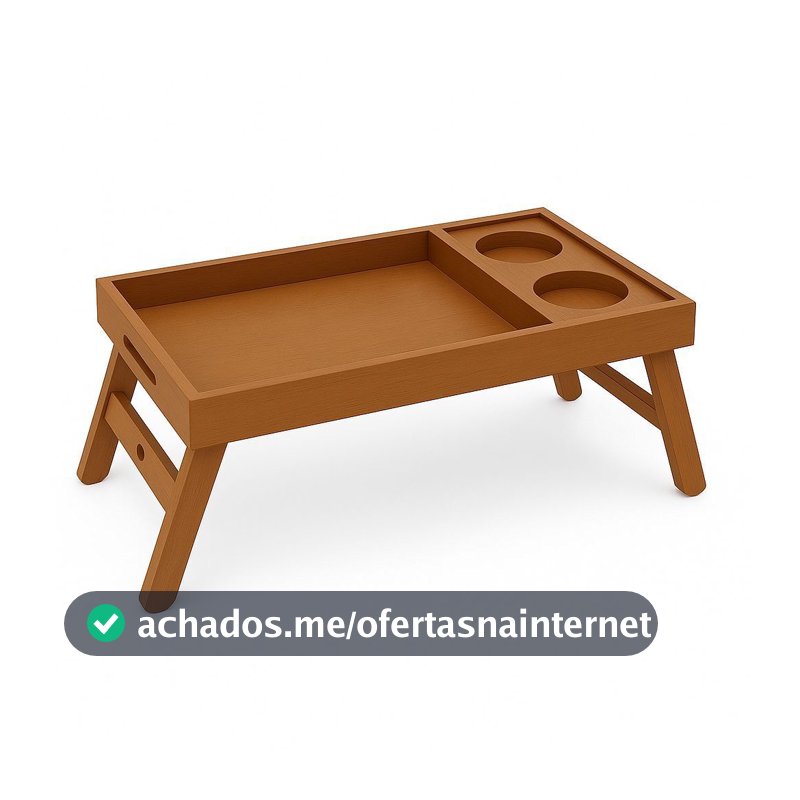 Bandeja Mesa Dobrável Café da Manhã com Porta Copos