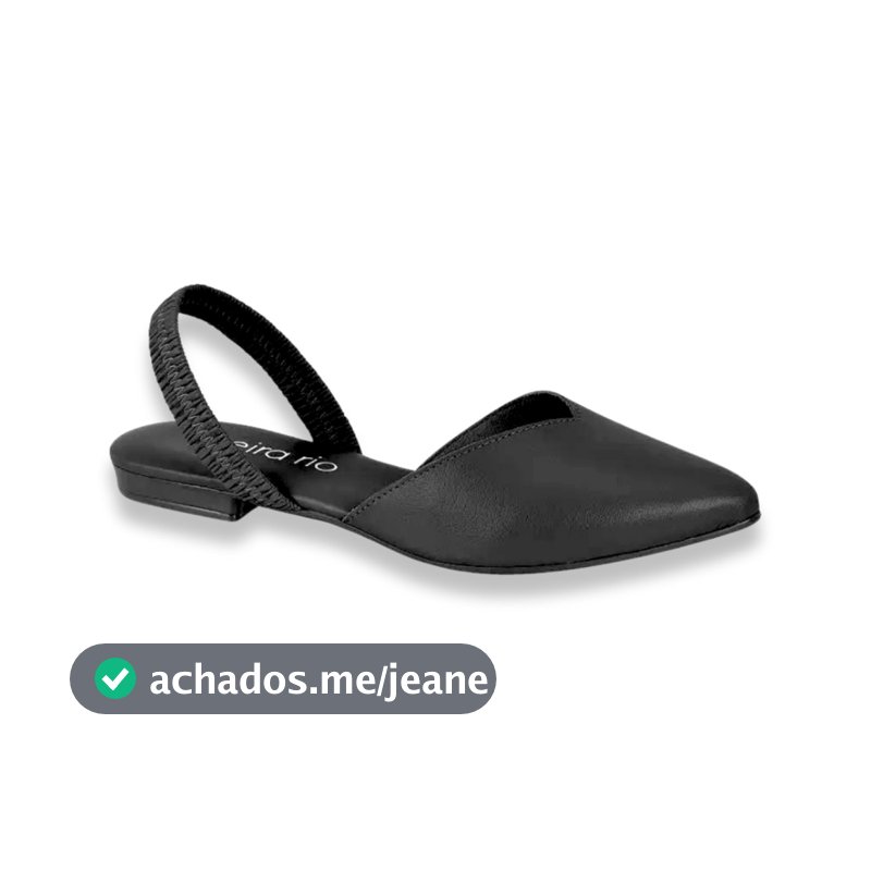 Sapatilha Beira Rio Casual Slingback Elástico Feminina Preta