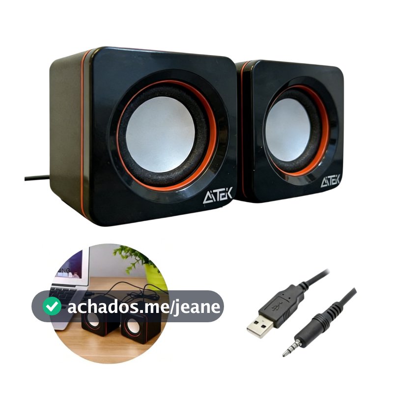 Caixa de Som para Computador Aitek ACS-4511 USB 6W Som Surround 360° para PC Notebook Som Nítido