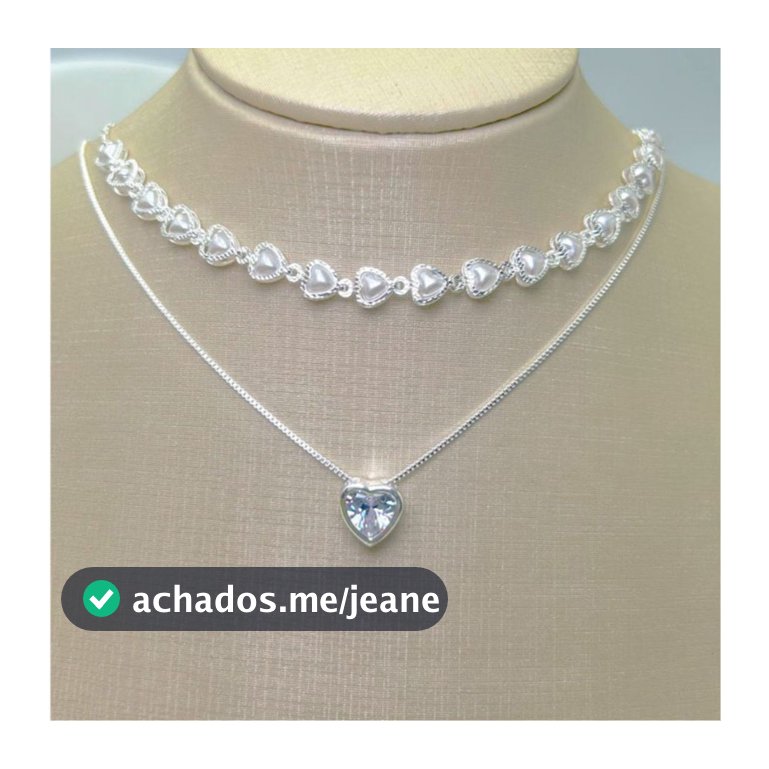 KIT 2 Choker Colar de pérolas de coração + Colar Com coração Ponto De Luz banhado a prata a ouro 18K