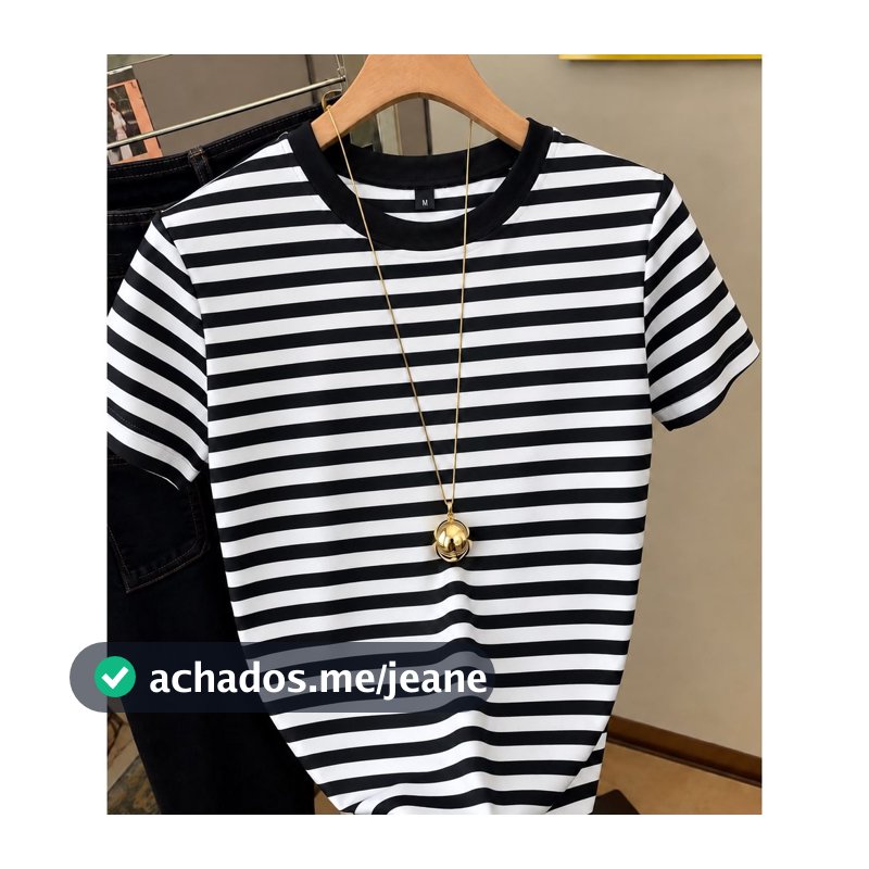 Camiseta Feminina Listrada Slim Baby Look Confortável Casual @01