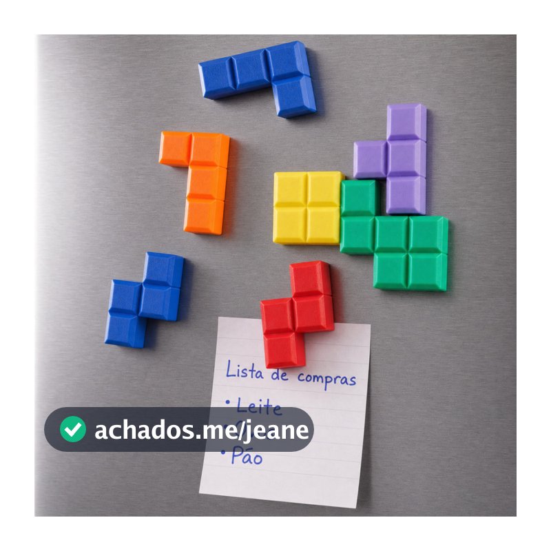 Imã de Geladeira Blocos Tetris Kit 7 Peças Coloridas Plástico Resistente Decoração Gamer Retrô para Fotos e Recados