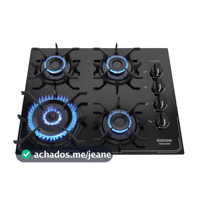 Cooktop 4 Bocas a Gás GLP Itatiaia Preto Itamaster Trempe Ferro Fundido