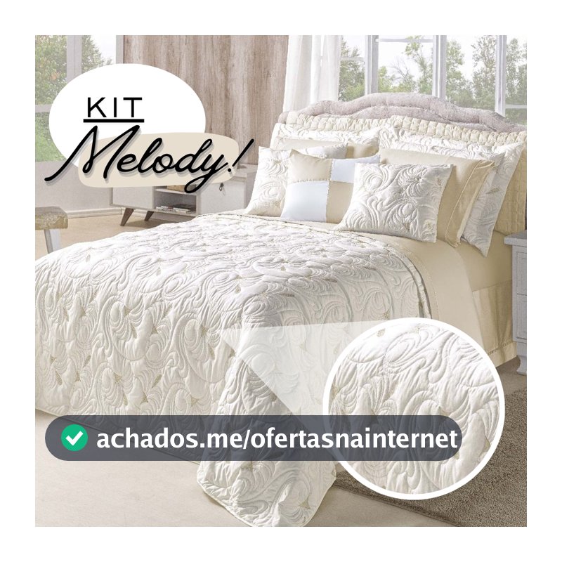 Kit Colcha Cobre Leito Bordado Casal King e Queen  Melody 180 Fios Dupla Face