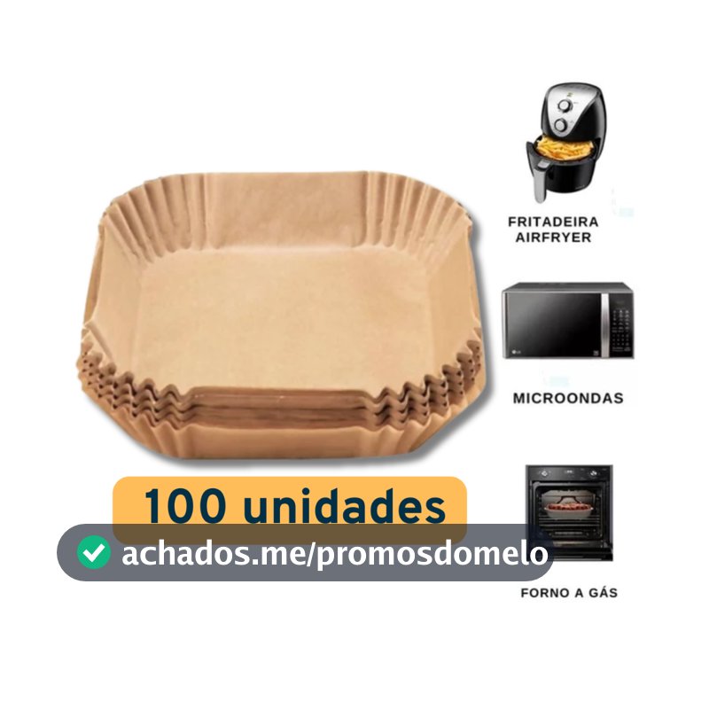 Kit 100 Forma de airfryer descartavel antiaderente de papel cozinha quadrado fritadeira cozimento