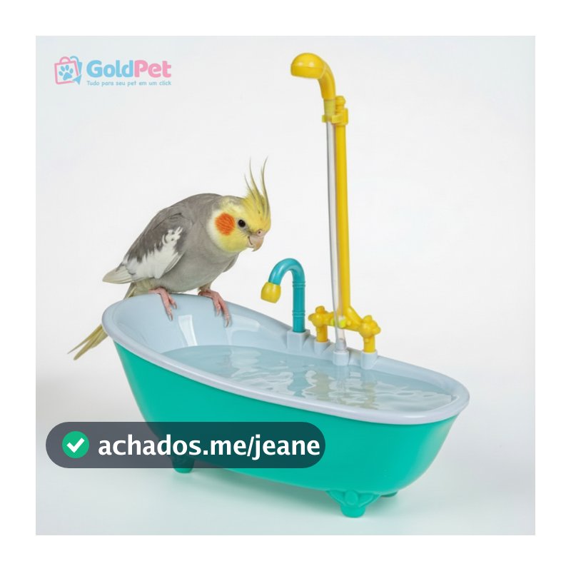 Banheira para Calopsita e Boneca com Chuveirinho a Pilha – Banho Divertido para Aves e Boneca
