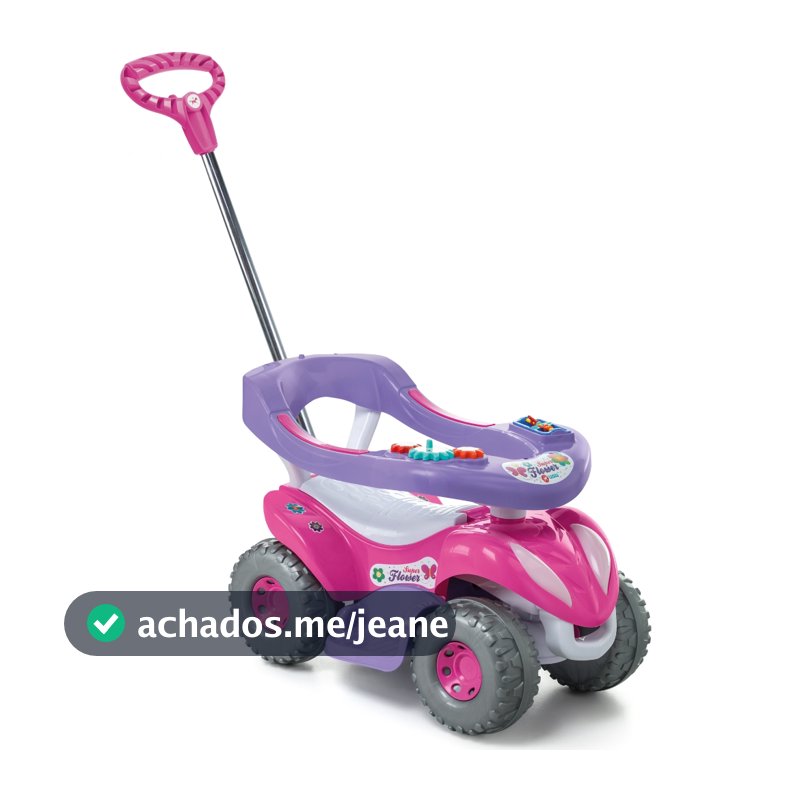 Quadriciclo Infantil Carrinho de Passeio C/ Empurrador Calesita Super Flower 2 em 1