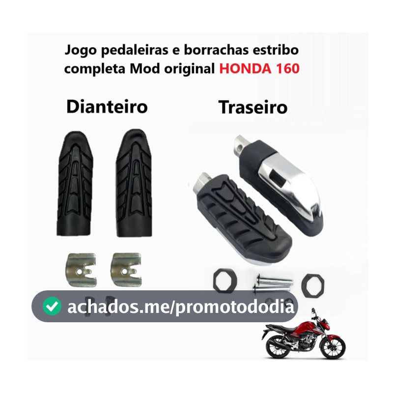 Jogo Pedaleira Traseira Borracha Estribo dianteira Completo Chapa Fixação Pezinho Apoio Passageiro