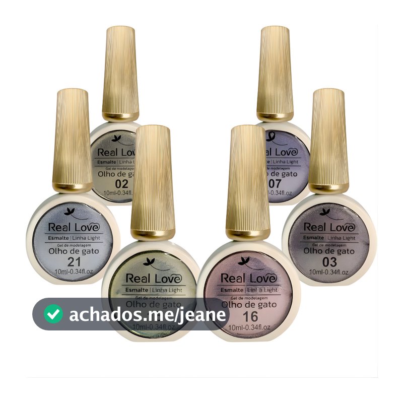 Kit 6 Esmalte Em Gel Refletivo Glitter Olho De Gato 10ml - Real Love