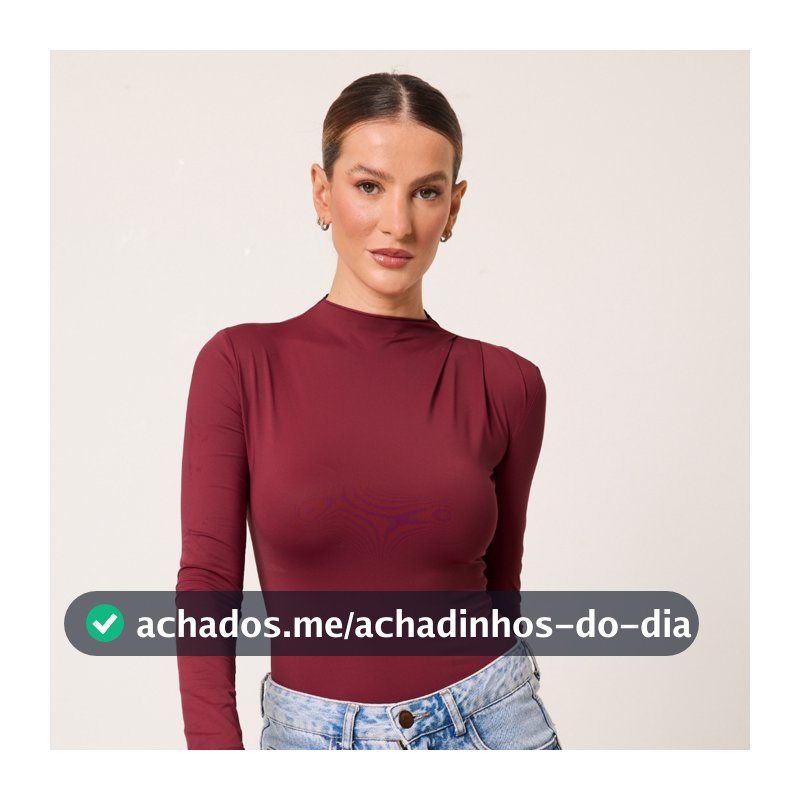 Body Feminino Gola Alta Manga Longa Poliamida Cléa Store