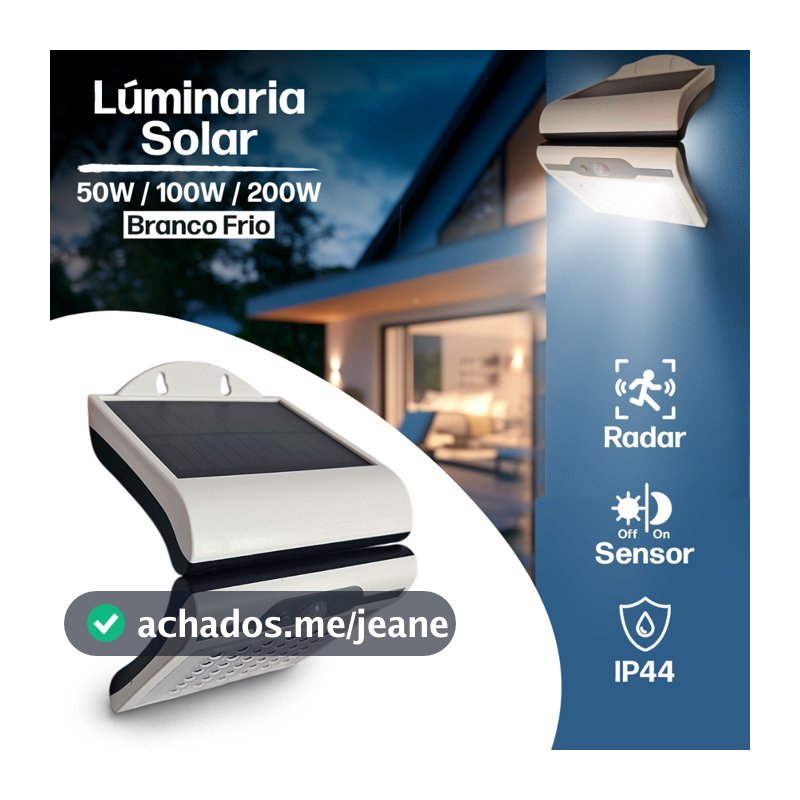 Luminária Solar Arandela Externa 72 / 54 / 36 LEDs Sensor Presença Iluminação Automático Jardim