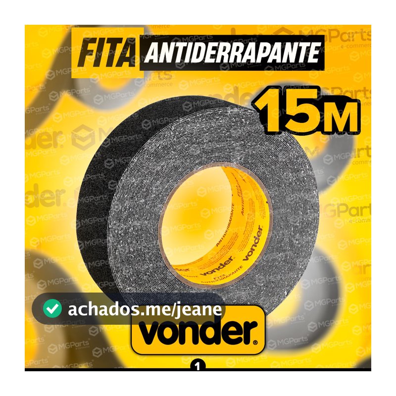 Fita Antiderrapante 15m Vonder Profissional Preta Área Externa / Interna Piso Escada Rampas Degraus Fita Lixa Original