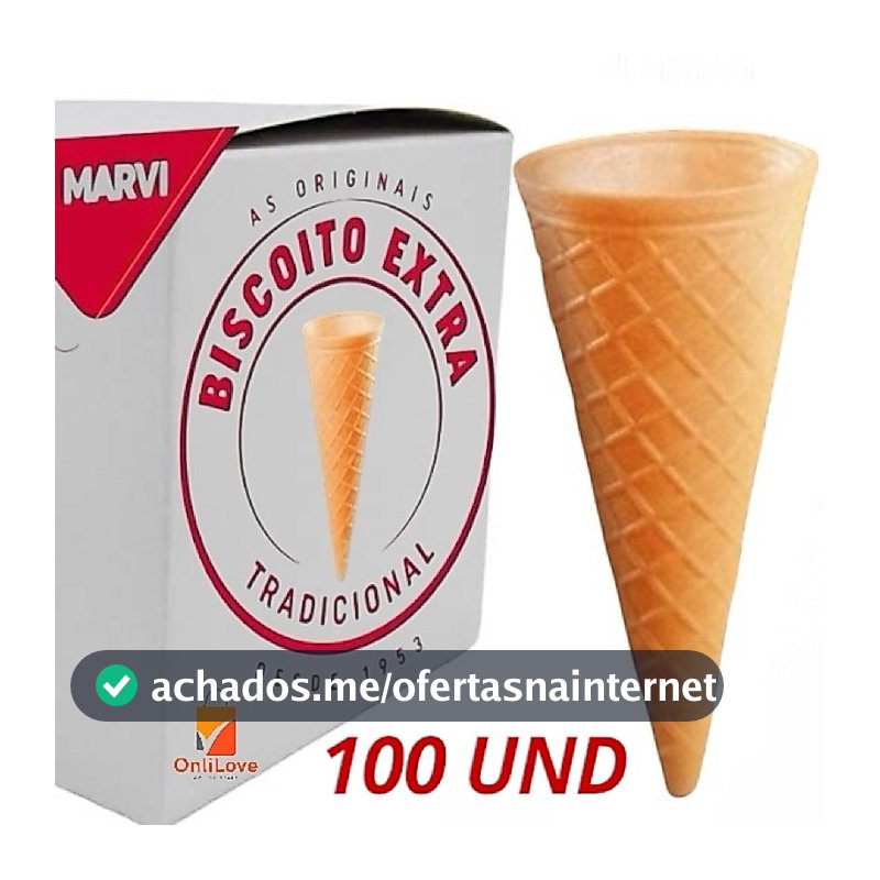 Casquinha Biscoito EXTRA Marvi Sorvete ou Cone C/ 100 und