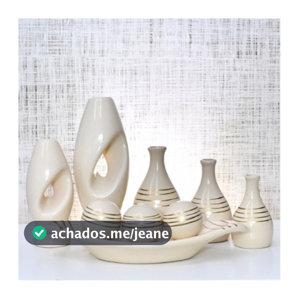Kit Conjunto 9 Peças Vasos Cerâmica Enfeite Sala Cozinha Completo Decorativas Trio Rack Centro Mesa