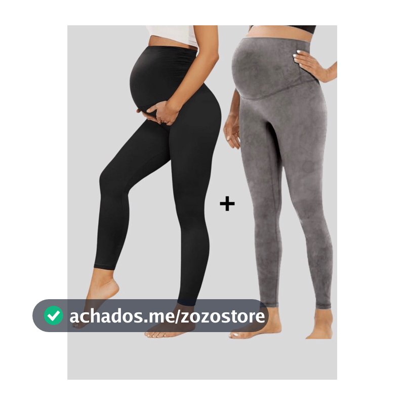 Kit 2 Legging gestante calça grávida maternidade suplex alto conforto sustentação barriga cós alto