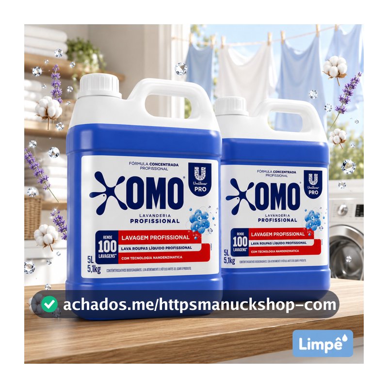 OMO PRO Sabão Líquido 5L 200 Lavagens Kit 2 Unidades Concentrado Remove Manchas Econômico