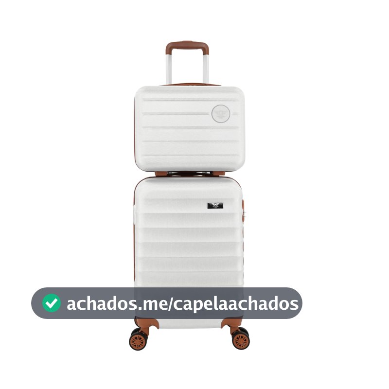 Kit Mala de Bordo Viagem Avião 10kg Pequena ANAC 55x35x23cm 4 Rodinhas 360 com Frasqueira de Mão ABS