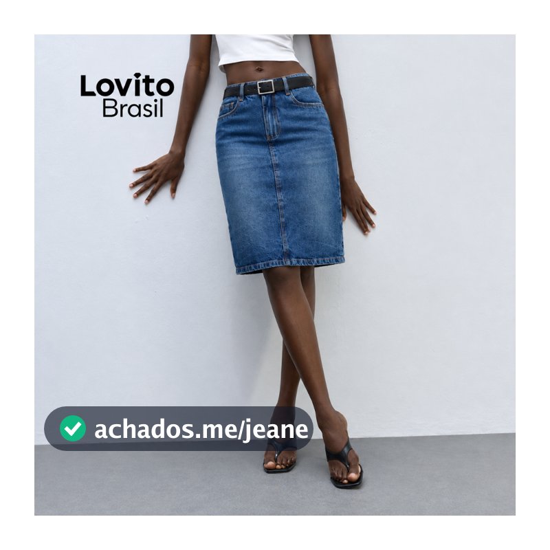 Lovito Saia Jeans Lapis Midi SKB16331663