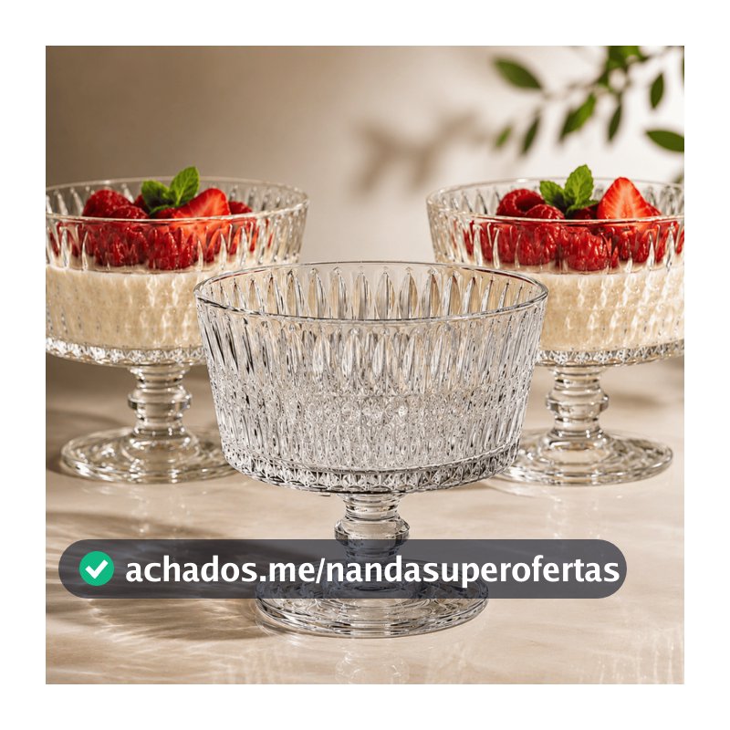 Jogo 6 Taças de Vidro Cristal 190ml para Sobremesa Doces Mesa Posta