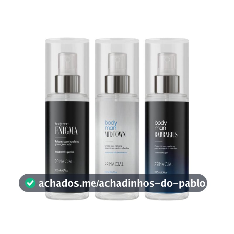 KIT BODY SPLASH MASCULINO BARBARIUS + MIDTOWN + ENIGMA 200ML - PRIMACIAL