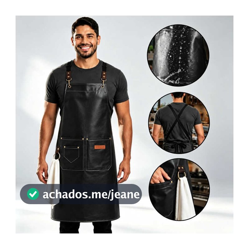 Avental de couro durável multiuso para churrasco, bar, barbearia e preparo de café