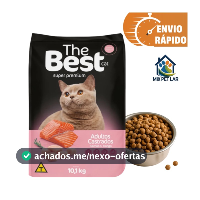 RAÇÃO THE BEST CAT PREMIUM ALIMENTO PARA GATOS ADULTOS CASTRADOS 10,1 KG SALMÃO & FRANGO