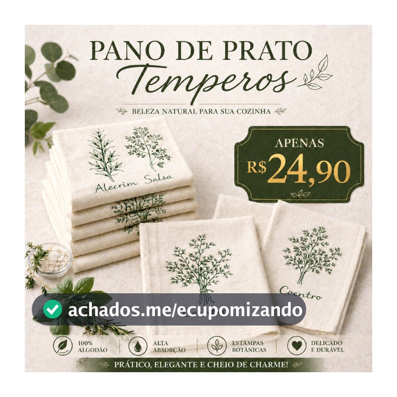 Kit Pano De Prato Rustico Tempero Estampado Grande