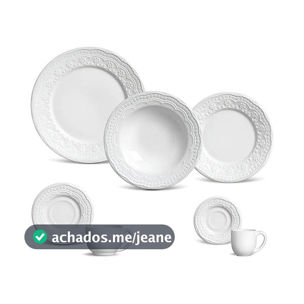 Aparelho De Jantar 42 Peças Porto Brasil Ravenna Branco Louça Madeleine Branco
