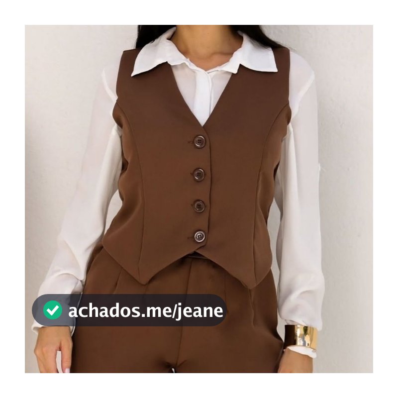 Colete Alfaiataria Feminino Forrado Social Gola V