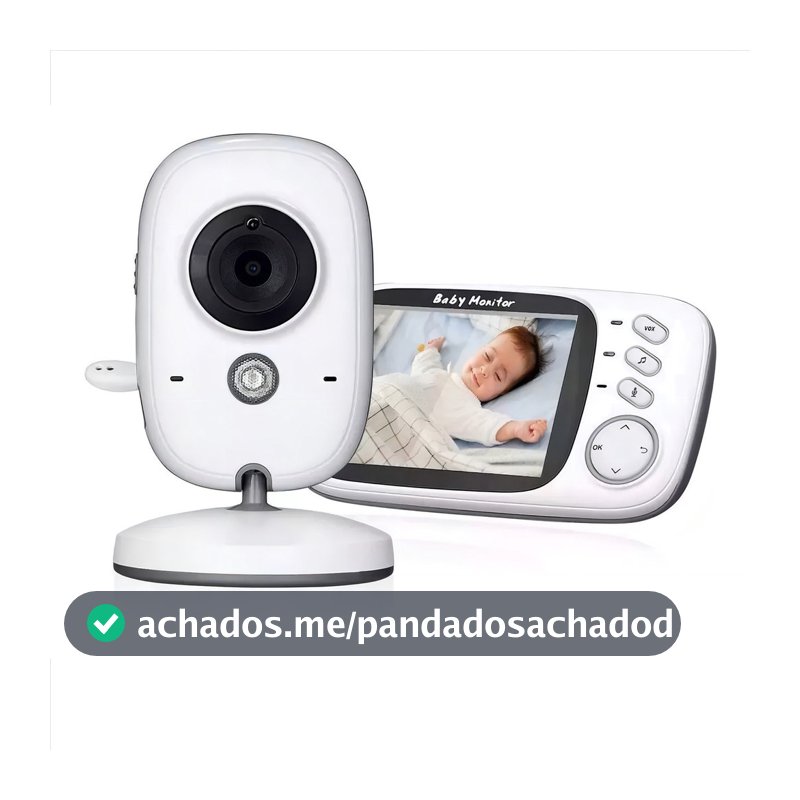 Babá Eletrônica 2.4GHz com Câmera e Monitor LCD 3.2 Pol Canções de Ninar VOX e Longo Alcance